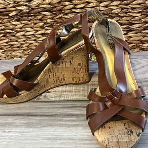 Guess cork wedge heels size 7